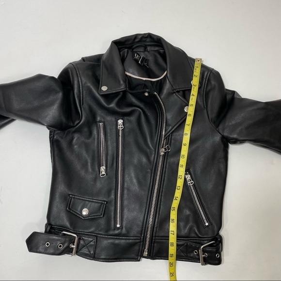 Zara faux leather vegan moto motorcycle jacket black size small zippers - Picture 8 of 8